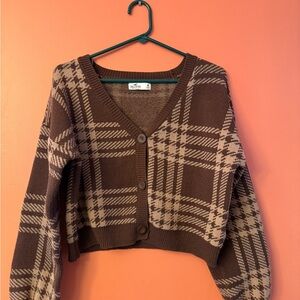 Hollister Brown Plaid Cardigan